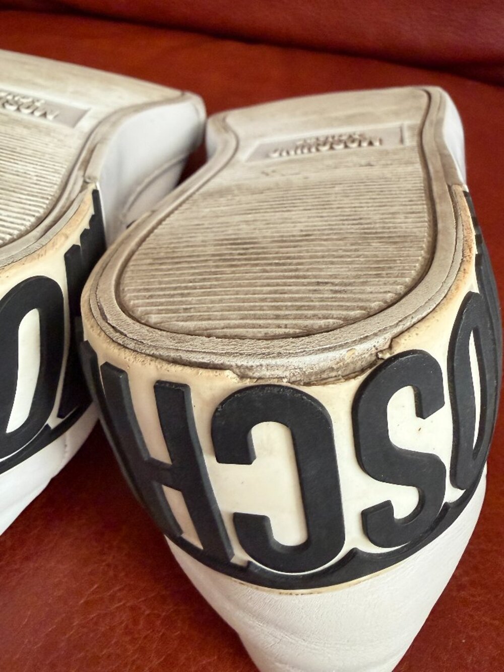 Moschino Women's White Leather Maxi Logo Sneakers Size: EU37 US6 - Picture 15 of 16